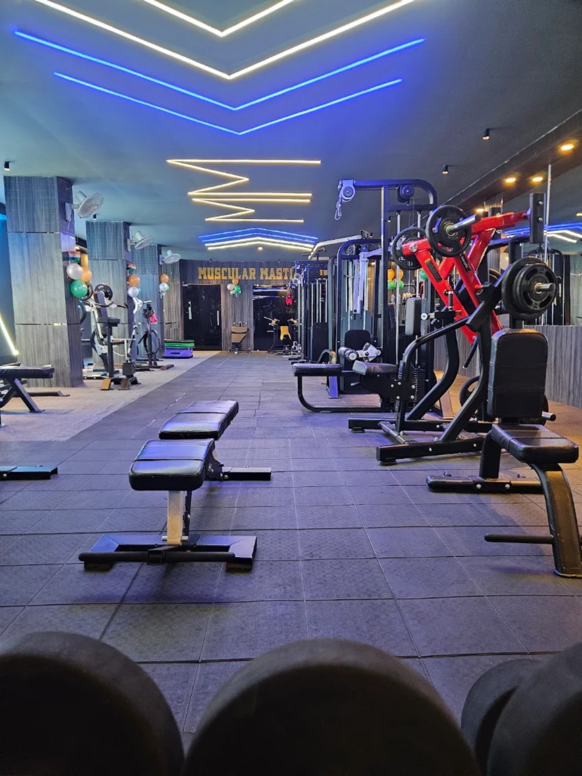 Full training floor with strength equipment